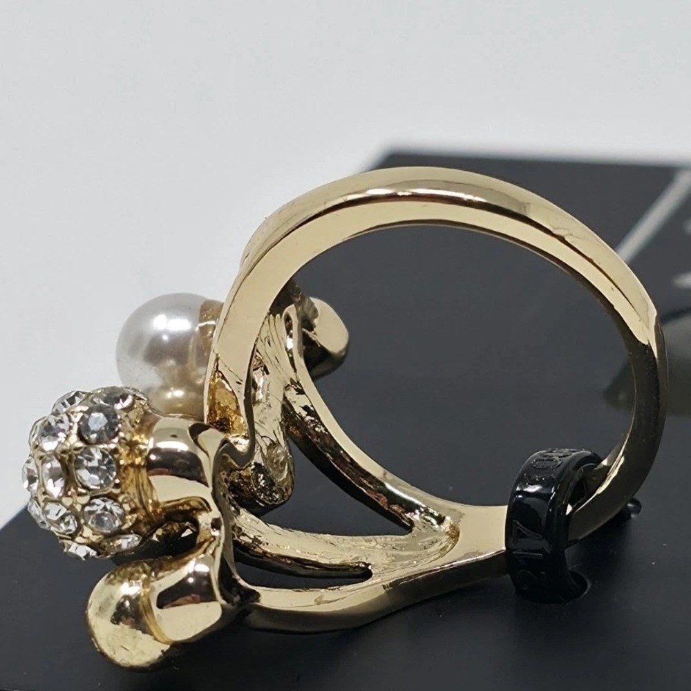 INC International Concepts Gold Tone Pearl Crystal Orb Ring Size 6 New with Tag - Picture 5 of 5